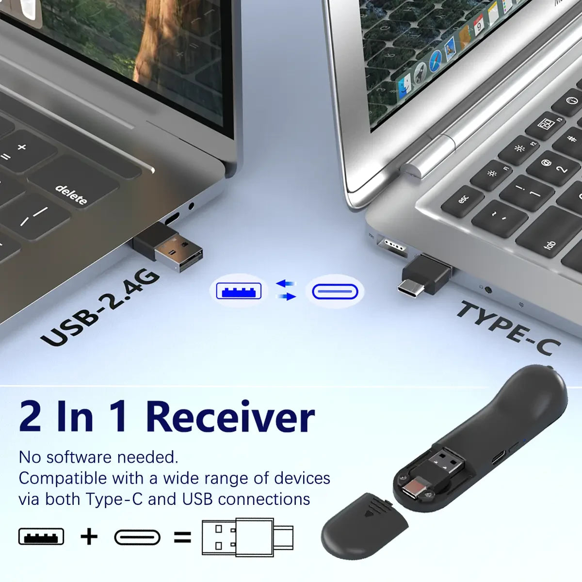 Air Mouse for PC/iOS/Android with Touchpad Rechargeable Wireless Presentation for PPT Pointer Bluetooth 2.4G Remote Control